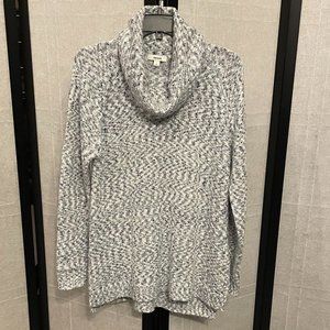 Kensie Blue Grey Speckle Cowl Neck Sweater